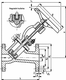 11-511-h-1 C09.2 111 016 PN16 ventil uzavírací šikmý nerezový (možno s reg. kuželkou)