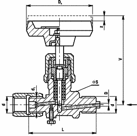71-151-h-1 ČSN 13 7517 PN630 ventil tlakoměrový uzavírací čepový s nátrubkovou přípojkou