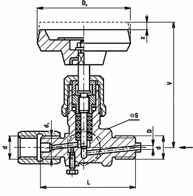 71-201-h-1 ČSN 13 7518 PN630 ventil tlakoměrový zkušební čepový s nátrubkovou přípojkou